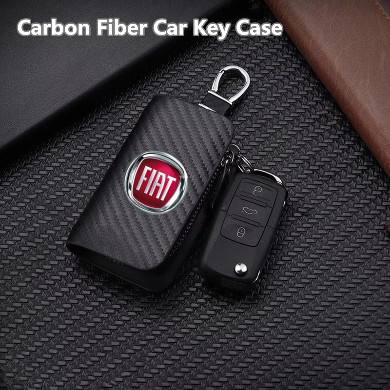 

Carbon Filber Car Remote Key Case Cover Shell Genuine Leather Car Keychain for Fiat Aegea 500c Panda Uno Palio Tipo Doblo