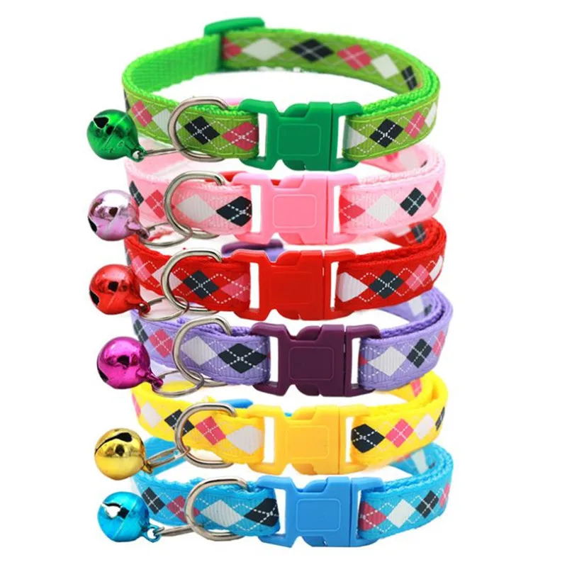 

Dog Cat Collar for Puppy Kitten Small Animals Adjustable Collars Cute Bell Necklace Print Pet Accessories