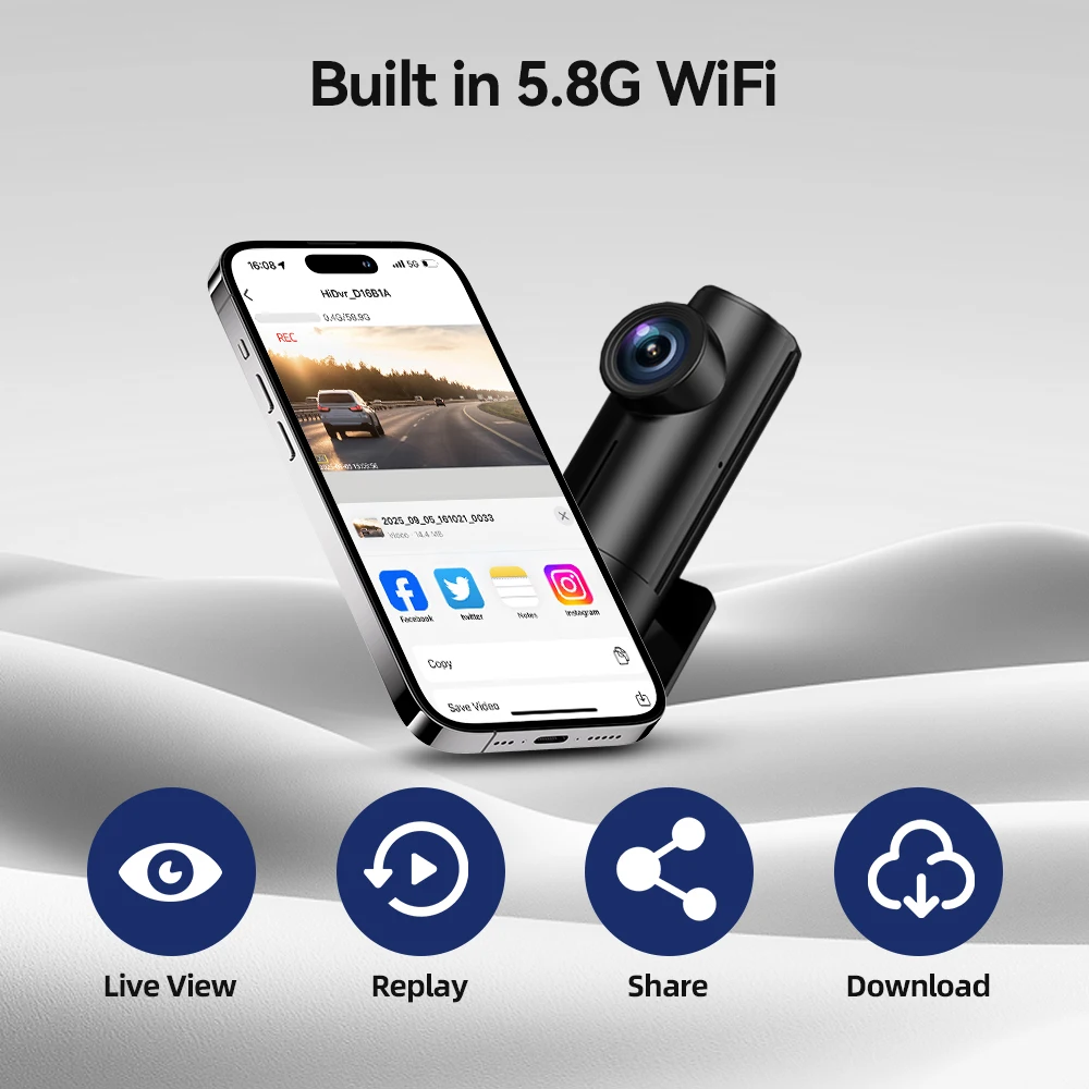 Фото JIMIMAX G29 Мини-регистратор 2K 5,8 ГГц Поддержка Wi-Fi Передняя камера Автомобильный видеорегистратор ИК ночного видения Режим парковки Видеорегистратор Управление приложением №4