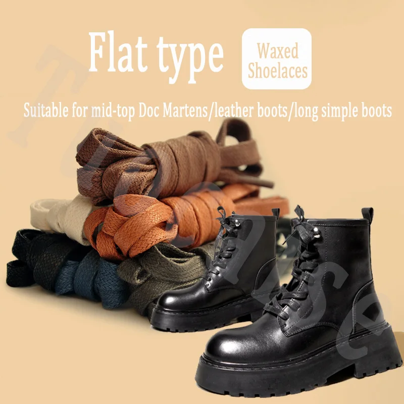 

1Pair Cotton Waxed Flat Shoelaces Durable Polyester Shoelaces Oxford Shoe Laces Boots Laces Waterproof Leather Shoelace 11Color