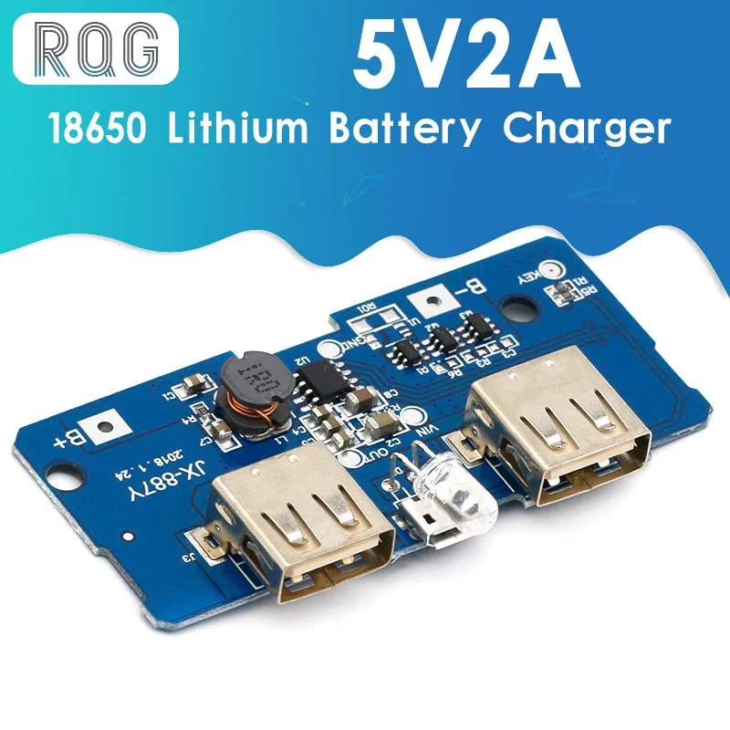 

18650 Dual Micro USB 3.7V to 5V 2A Boost Mobile Power Bank DIY 18650 Lithium Battery Charger PCB Board Step Up Module With Led