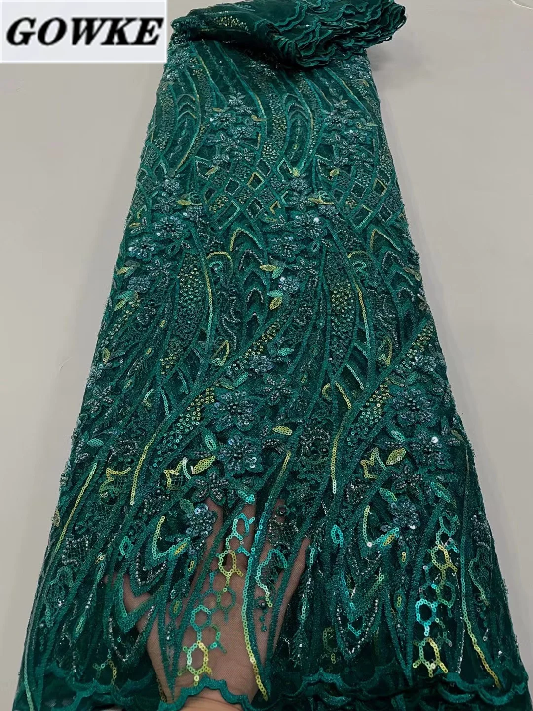 

Новейшая зеленая нигерийская ручная работа жемчужная 3D аппликация сетка Женская Высококачественная Роскошная кружева с блестками для сва...
