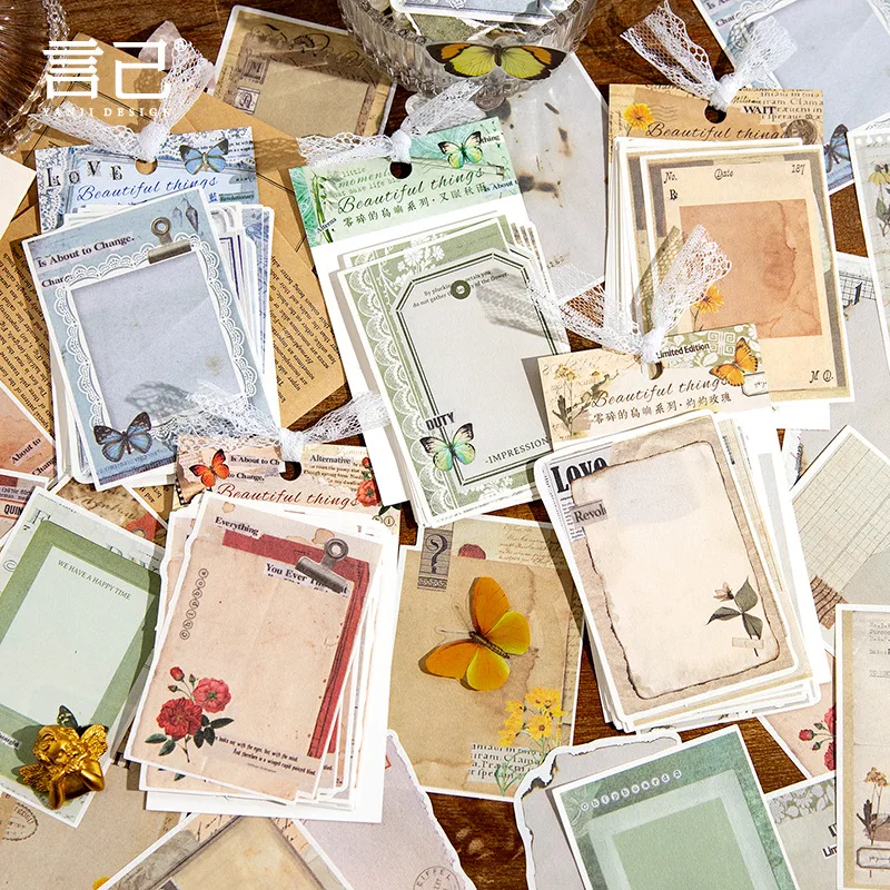

30pcs Retro Memo Pad Creative DIY Journal Planner Scrapbooking Collage Decorative Background Material Paper Stationery