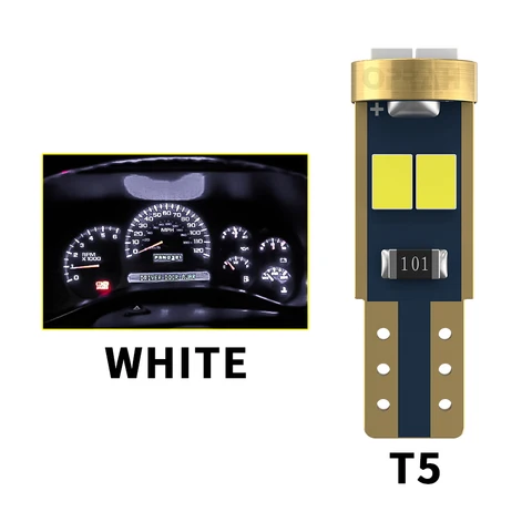 10 шт., лампочка T5 для внутреннего освещения автомобиля, W3W W1.2W 2016 6SMD 12 В