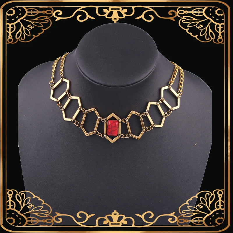 Новое ожерелье с кулоном мелисандре красным кристаллом украшение на Хэллоуин