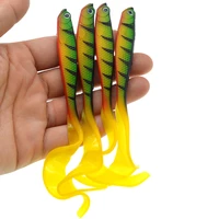 1 pcs belly open hollow fish soft bait fishing lure green long tails leopard artificial lures freshwater seawater 12 5cm5 5g