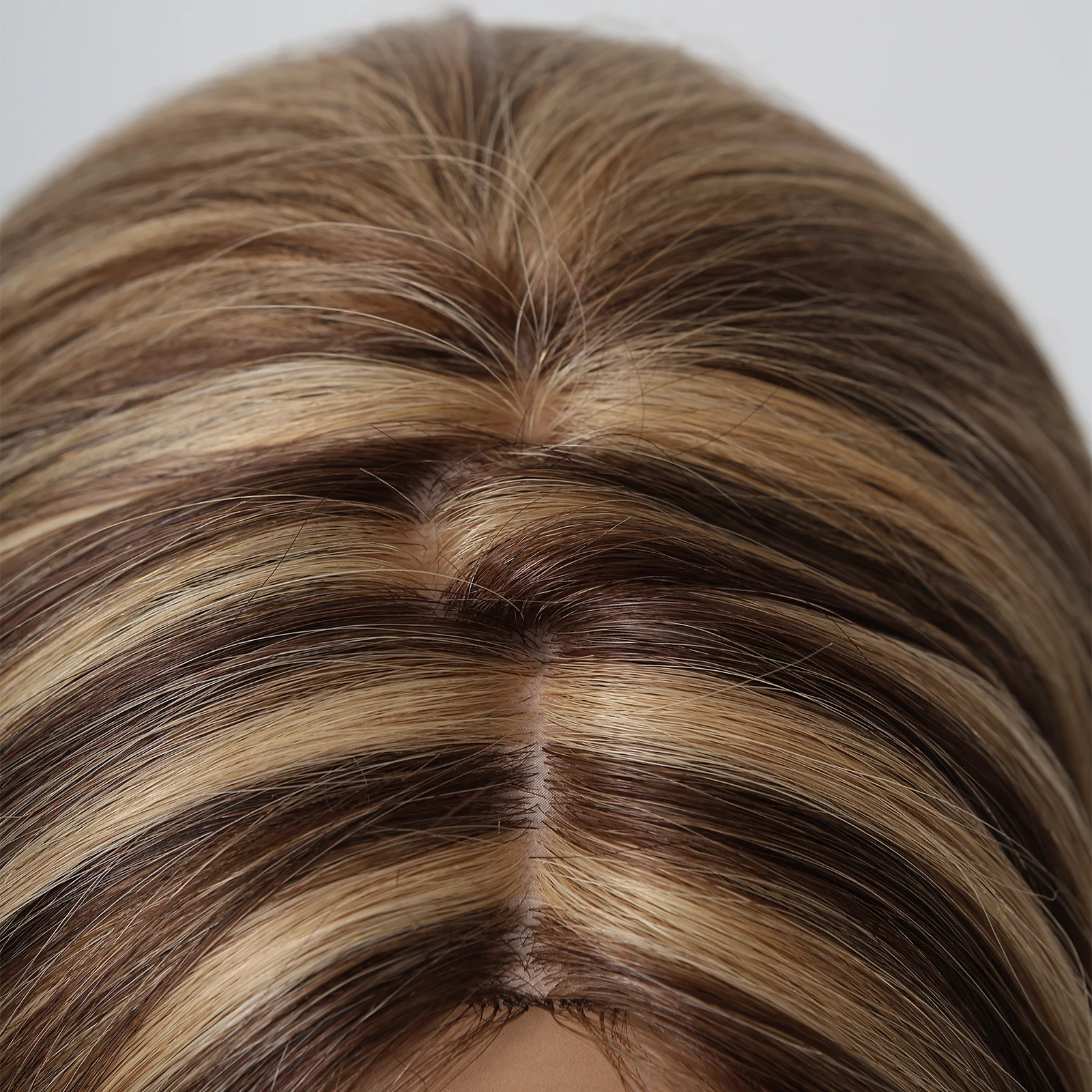 Накладка из человеческих волос коричневого и светлого цвета на шелковой основе