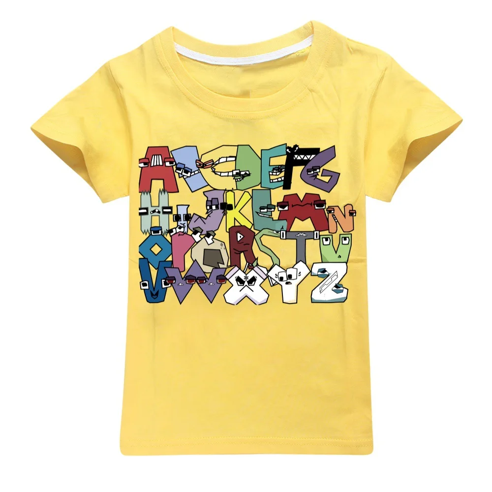 Boy's amp Girl's Fashion Tops Tees Children's 100% T-Shirts 26 Alphabet Lore Print Casual Family Clothing Set Kids For 2-14Years images - 6