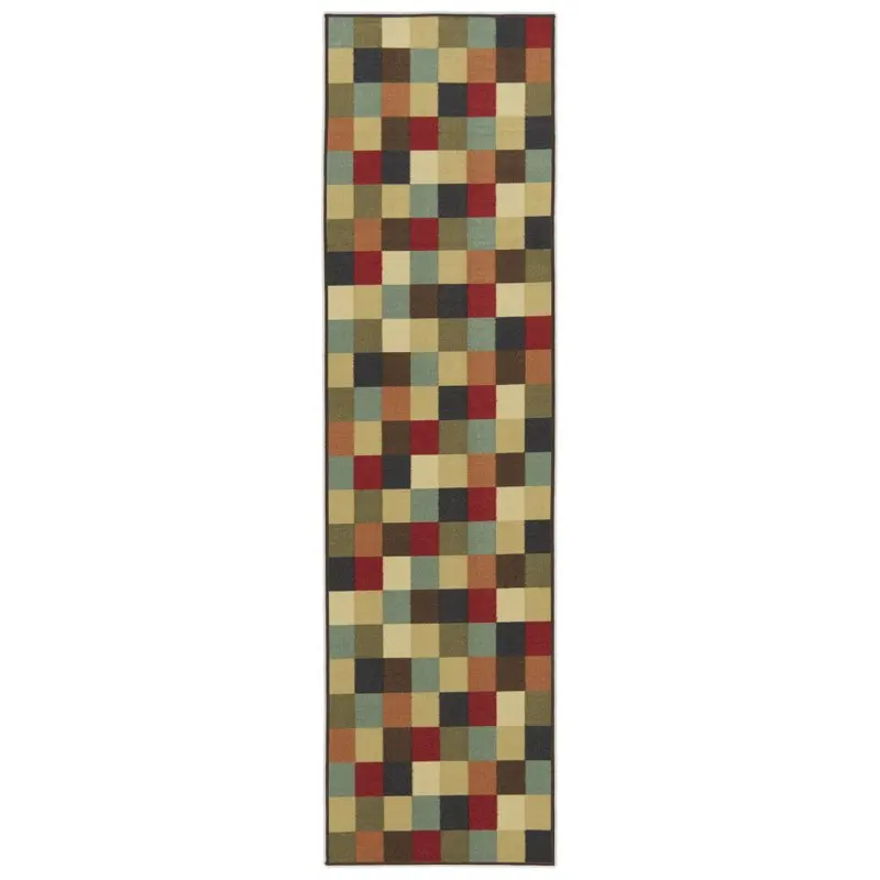 

Collection Checkered Design Non-Slip Area Rug, 8`2" x 9`10", Multicolor