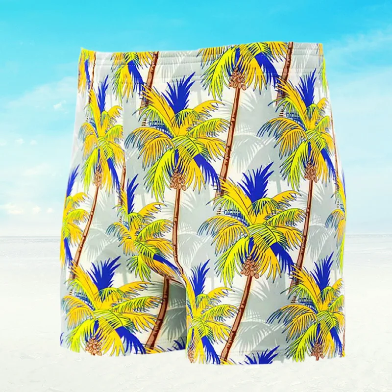 Adult men's swimming pants Comfortable boxer pants Plus size quick drying swimming pattern coconut men's swimming pants