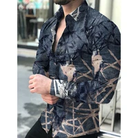 fashion luxury men shirts cardigan single breasted shirts casual turbulent print long sleeve tops mens clothing hawaii shirt