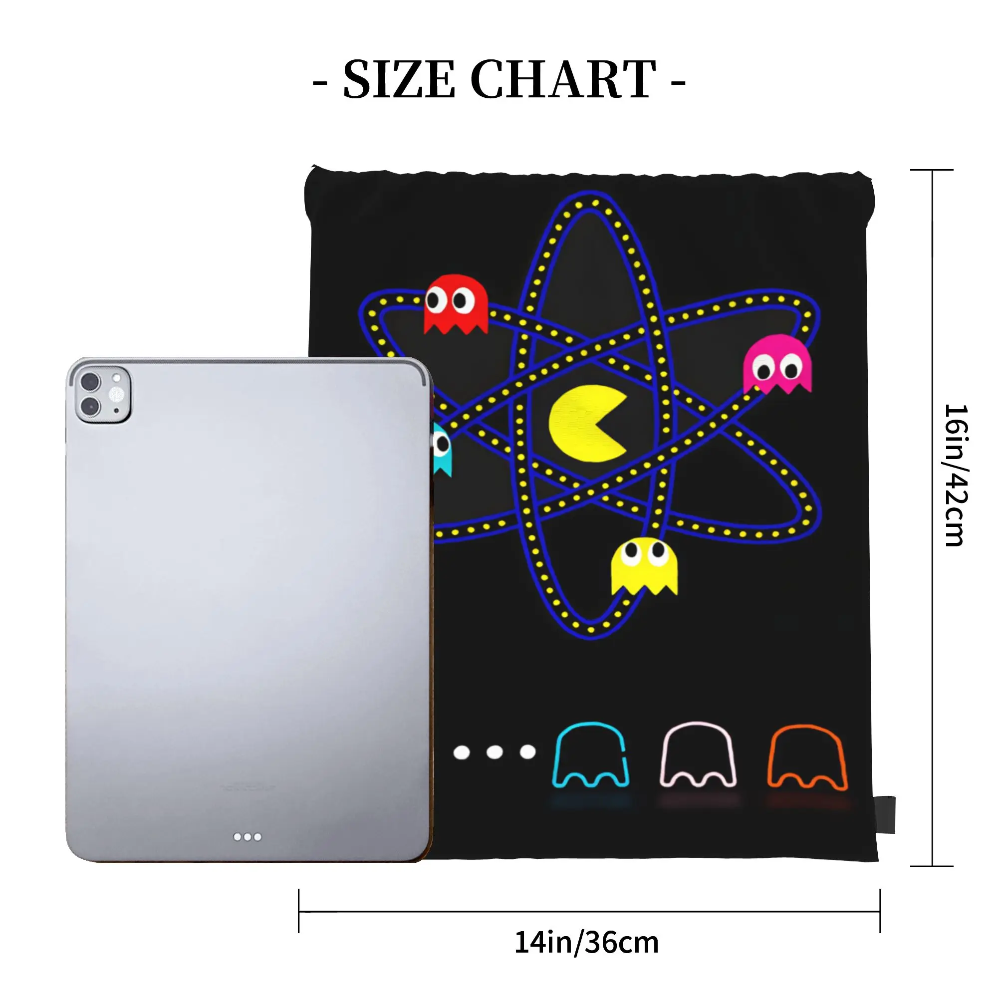 Фото Рюкзак Pac-Man, портативная забавная сумка на шнурке для студентов, спортзала, фитнеса, индивидуальная сумка-мешок на шнурке №3