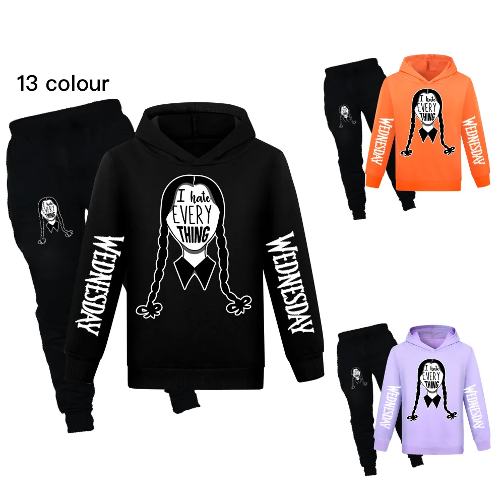 

Casual Cotton Wednesday Addams Family Clothes Kids Sets Children Sweatshirts Suits Toddler Girl Long Sleeve Autumn Hoodies Pants