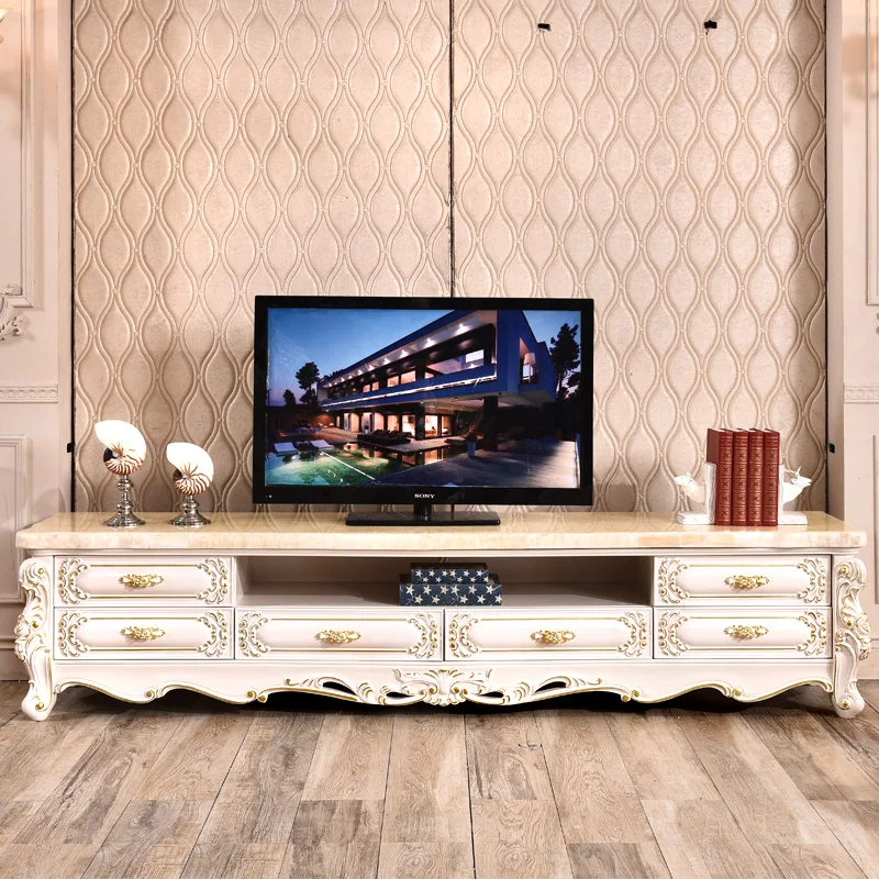 

European marble TV cabinet household living room 2.8 meters 2 meters 2.2 long 2.4 meters TV cabinet 1.2 meters