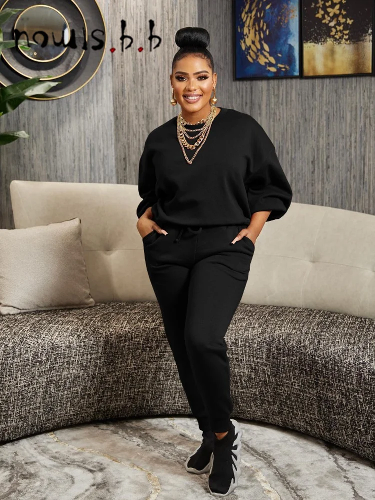 

Комплект женской одежды NOWISBB, сезон весна-лето, модные однотонные Топы с длинным рукавом, повседневные спортивные удобные хлопковые костюмы из двух предметов