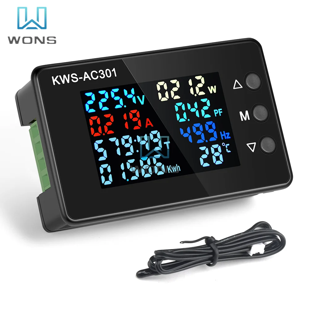 

AC 50-300V KWS-AC301 Wattmeter Power Meter Voltmeter Voltage 50-60HZ Power Analyzers LED AC Electricity Meter 0-20/100A Detector