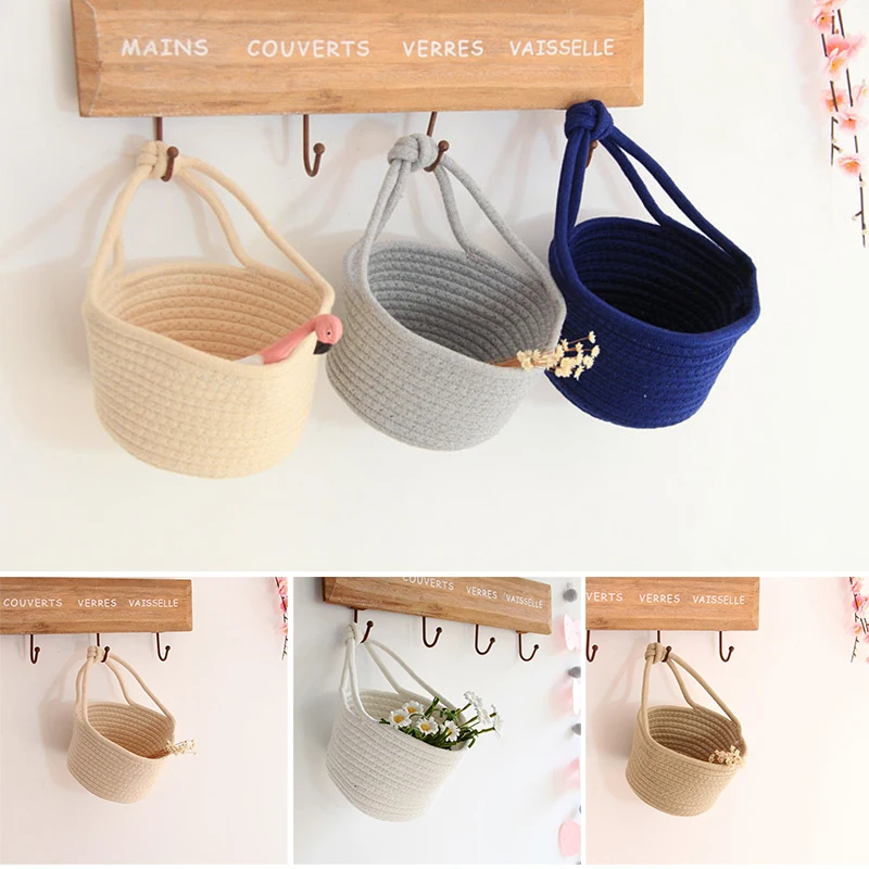 

Настенная веревочная корзина для хранения, маленькая подвесная корзина для хранения, декоративный Органайзер, корзина для дома, гостиной, с...