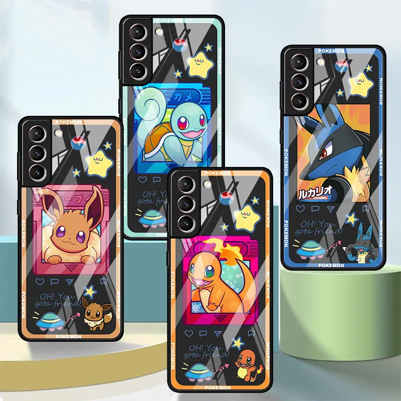 Чехол из закаленного стекла для Samsung S23 Ultra 5G Note 20 S10 4G S20 FE S22 S10 Plus S21 S9 чехол для телефона покемон аниме Evoli Сквиртл