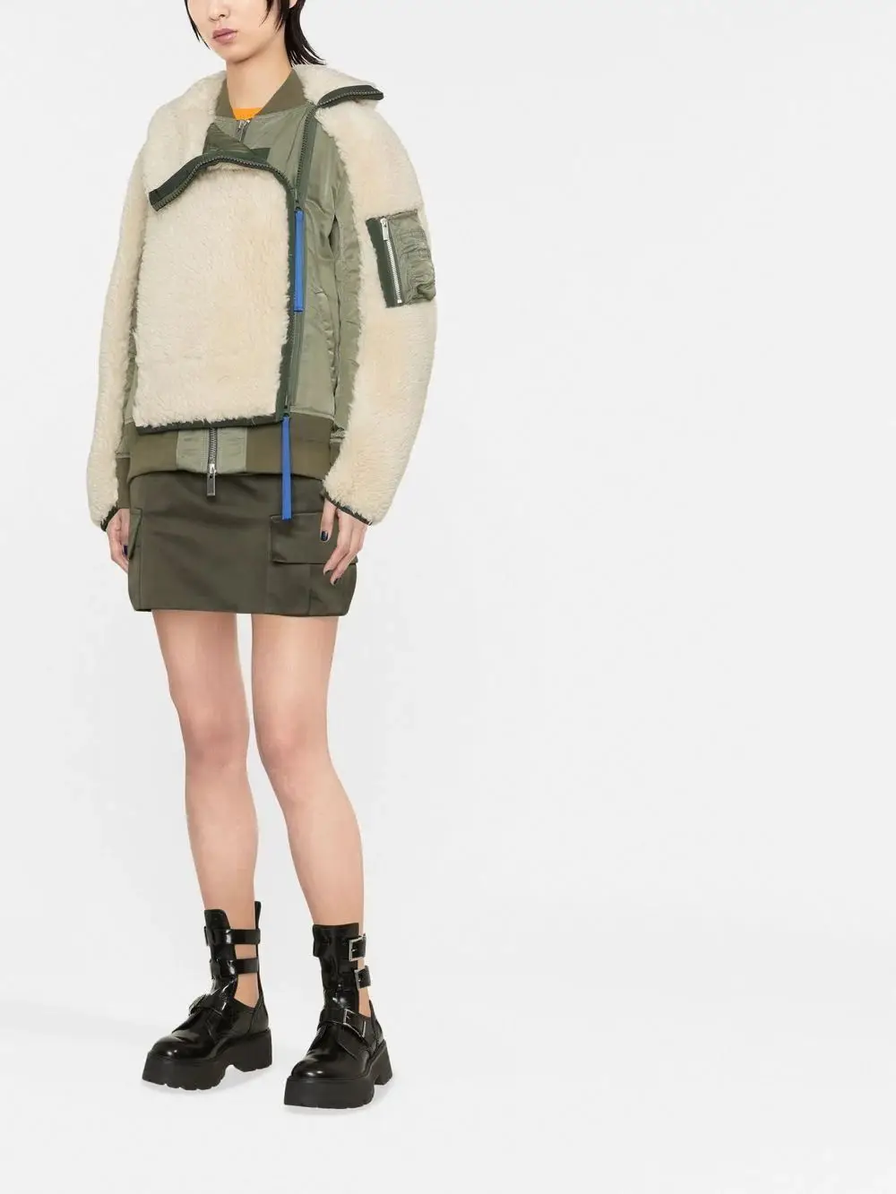 

Women Slant Collar Zipper Coat Ladies Lambswool Cotton Patchwork Long-sleeved Warm Pullover Jacket 2022 Autumn Winter New