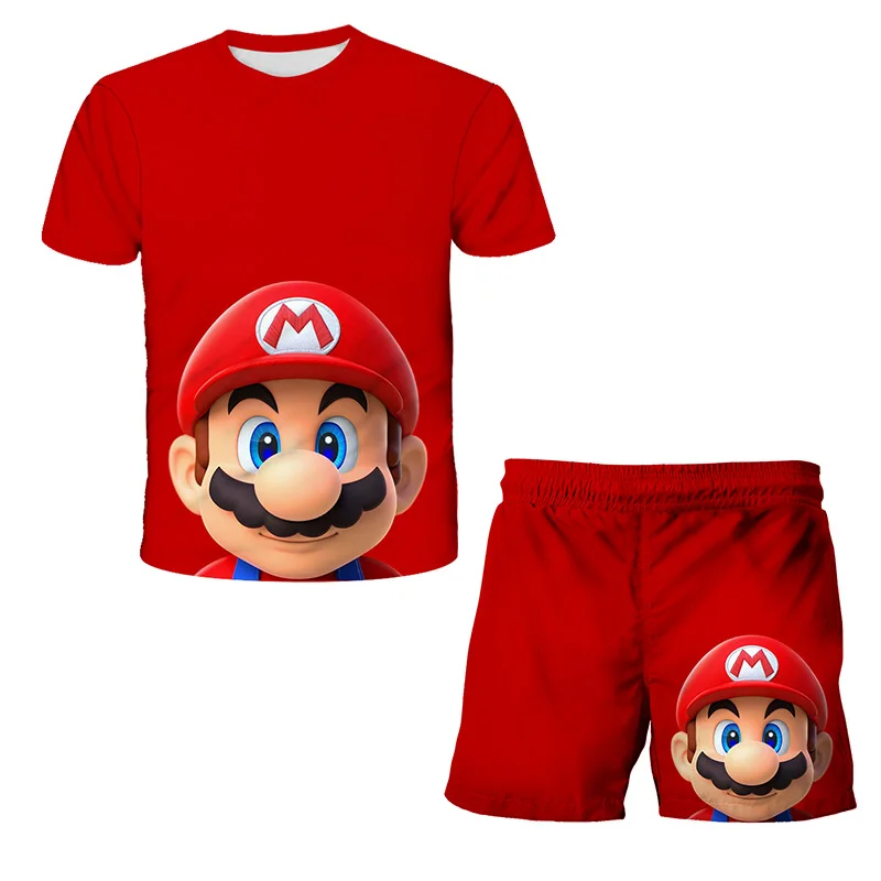 

2 шт., детские футболки и шорты в стиле Super Mario Bros