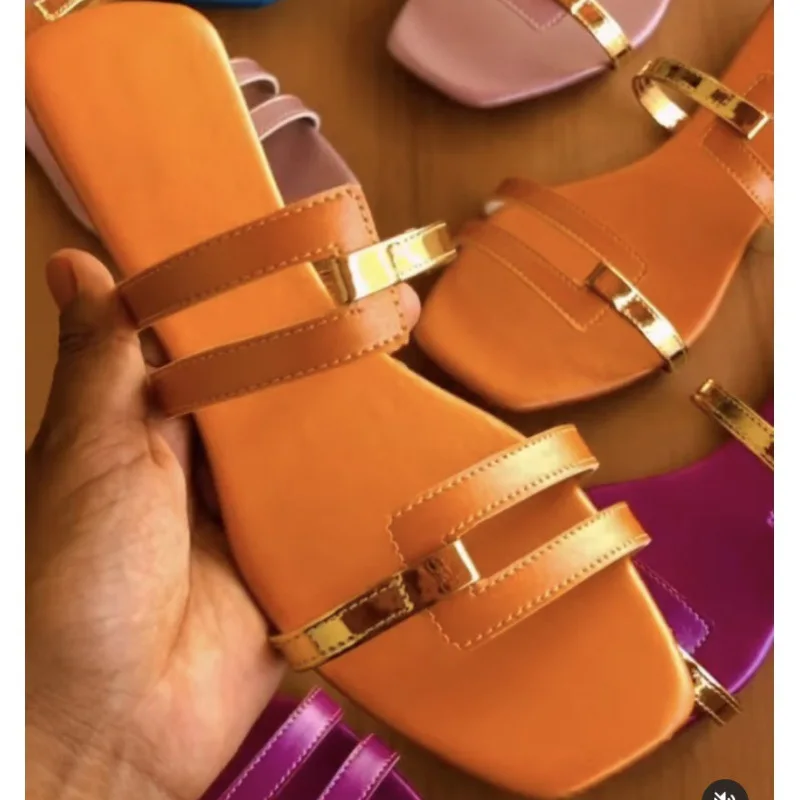 Flat Women's Slippers Simple Style Ladies Beach Shoes for Vacation Breathable Summer New 2023 Woman Flip Flops Plus Size Slides