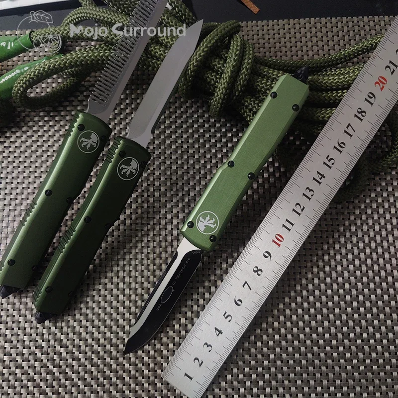 Micro Ultra Tech Knife D2 Steel Drop Point Blade Зеленая ручка EDC Самооборона Wilderness Surivial Карманные ножи