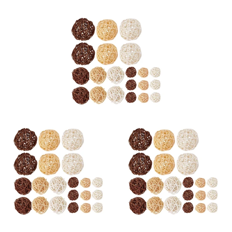 

63 шт./лот, смешанные рандомные Ротанговые шарики, вазы, наполнители для свадьвечерние ринки, Рождества, Смешанные три размера (3 см/5 см/7 см)