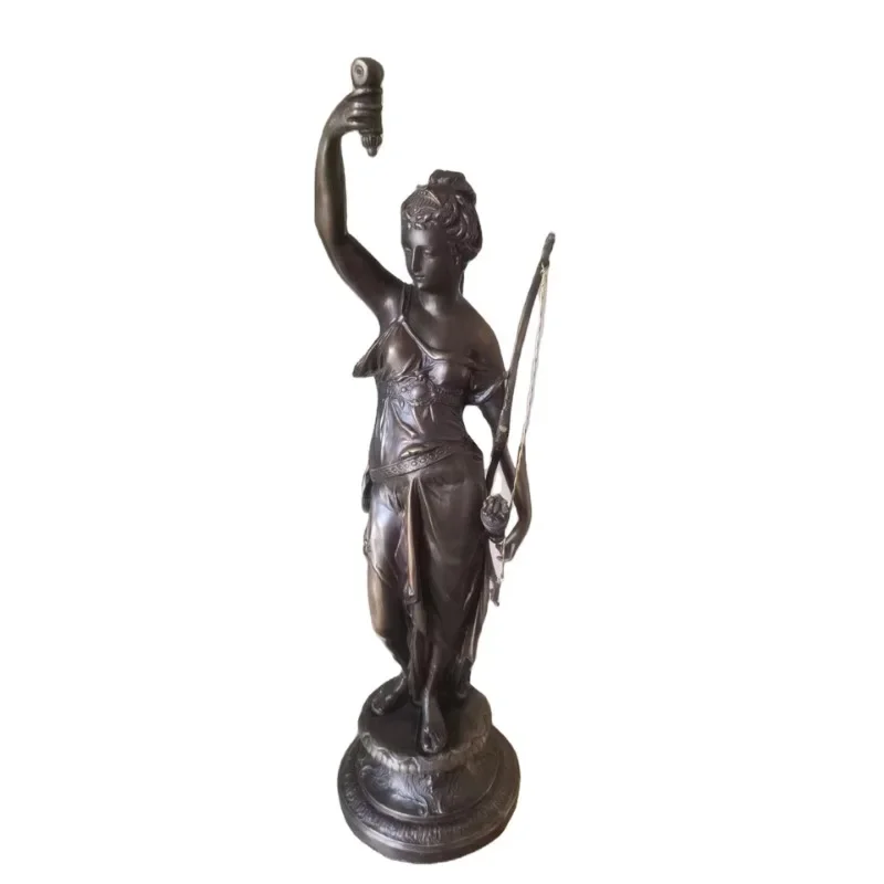 Загадочный кобальтовый синий шар 8-дневная латунная статуя охотницы античная