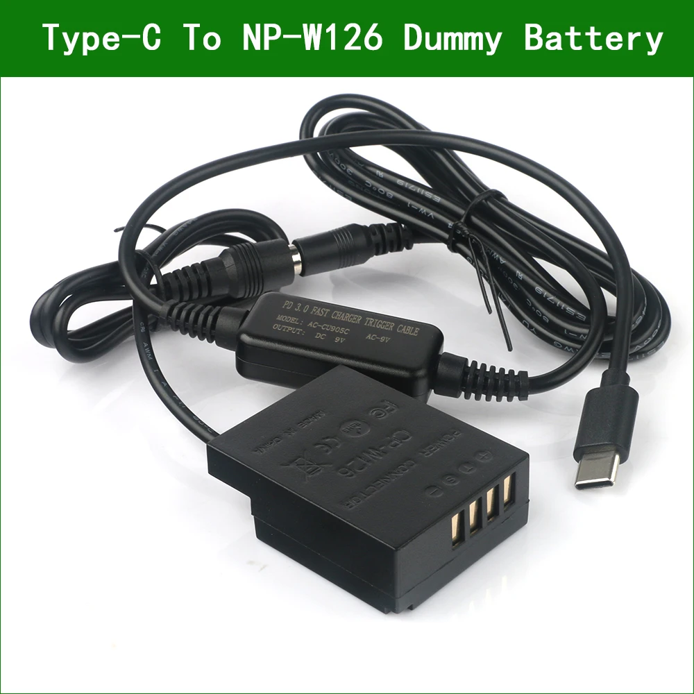 

CP-W126 USB Type-C NP-W126 W126S Dummy Battery Power Adapter DC coupler For Fujifilm X-E2 X-E2S X-E3 X-E4 X-M1 X-H1 X-Pro1 X-T1