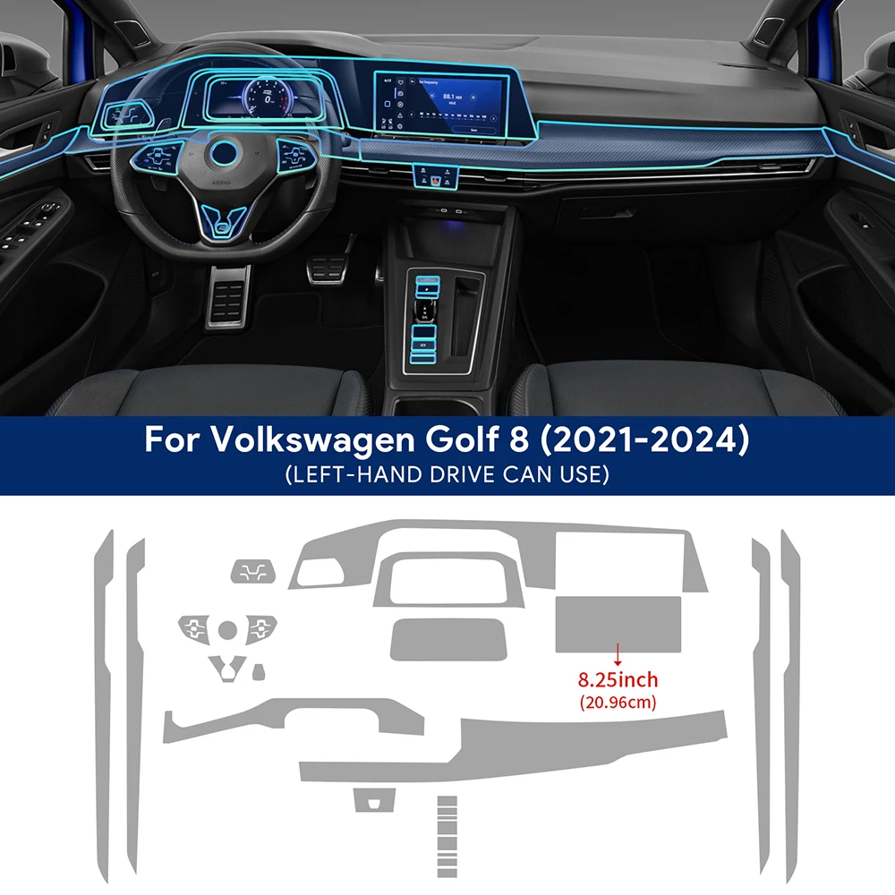 

Прозрачная пленка из ТПУ для VW Volkswagen Golf 8, наклейки для салона автомобиля, экран центральной консоли, приборная панель, панель шестерни, двери, окна