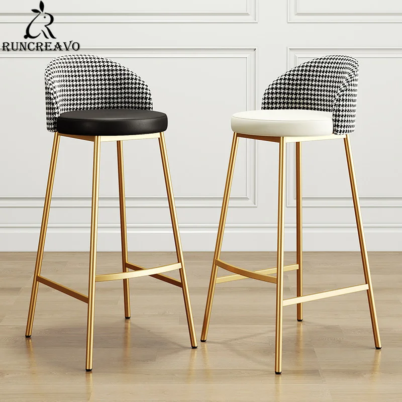 

Stylish Bar Stools Modern Minimalist Home Kitchen High Dining Chairs Light Luxury Backrest Bar Stools Front Desk High Chairs