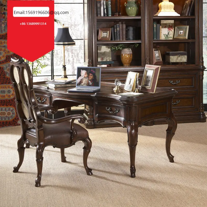 

French style American retro to make old solid wood writing desk, study room, computer desk, office desk, Taipan desk.
