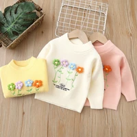 girls flowers knitted pullover sweater princess childrens clothing autumn winter baby girl knitting 1 8t child sweater fy07221