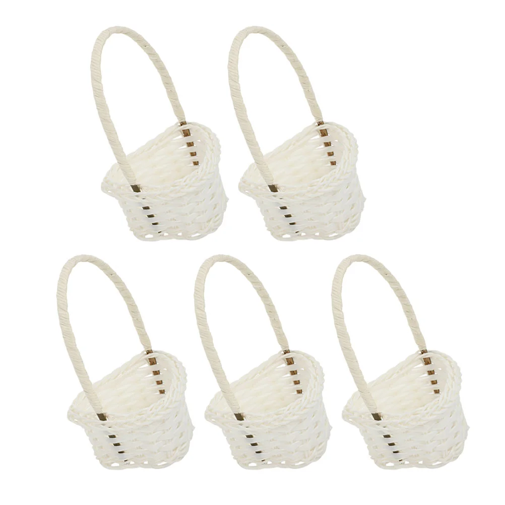 

5 Pcs Picnic Storage Basket Snacks Container Woven Vintage Home Decor Rattan Key Holder Wedding Gifts Countertop Pantry Baskets