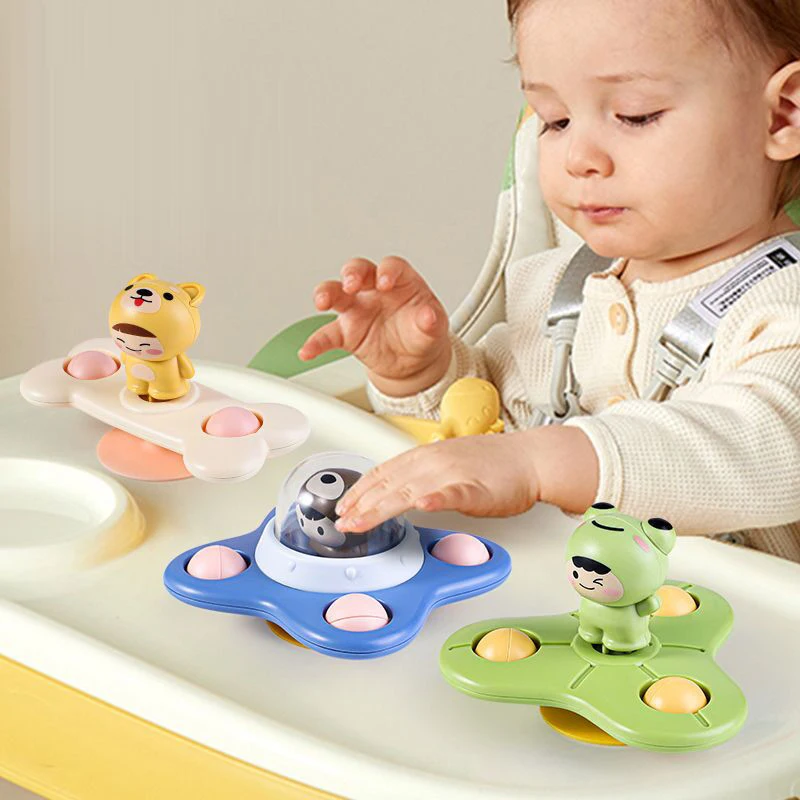 

Baby Toys Suction Cup Spinner Toys for Toddlers Bear Hand Fidget Spinner Sensory Toys Stress Relief Baby Games Rotating Rattles