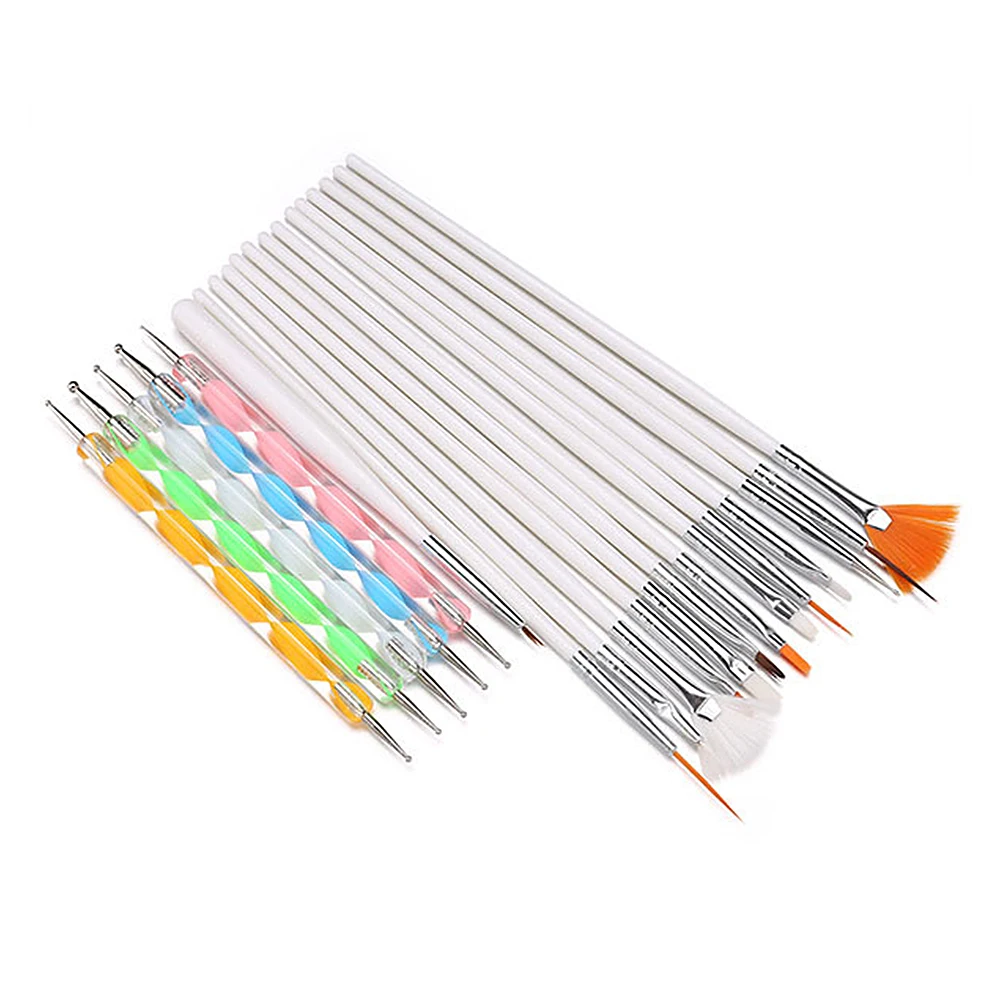 

20PCS Nail Brushes And Dotting Pen Kit For Women Girls Fingernail Painting Decoration Nail Art Brush Gel Polish Caring Tools
