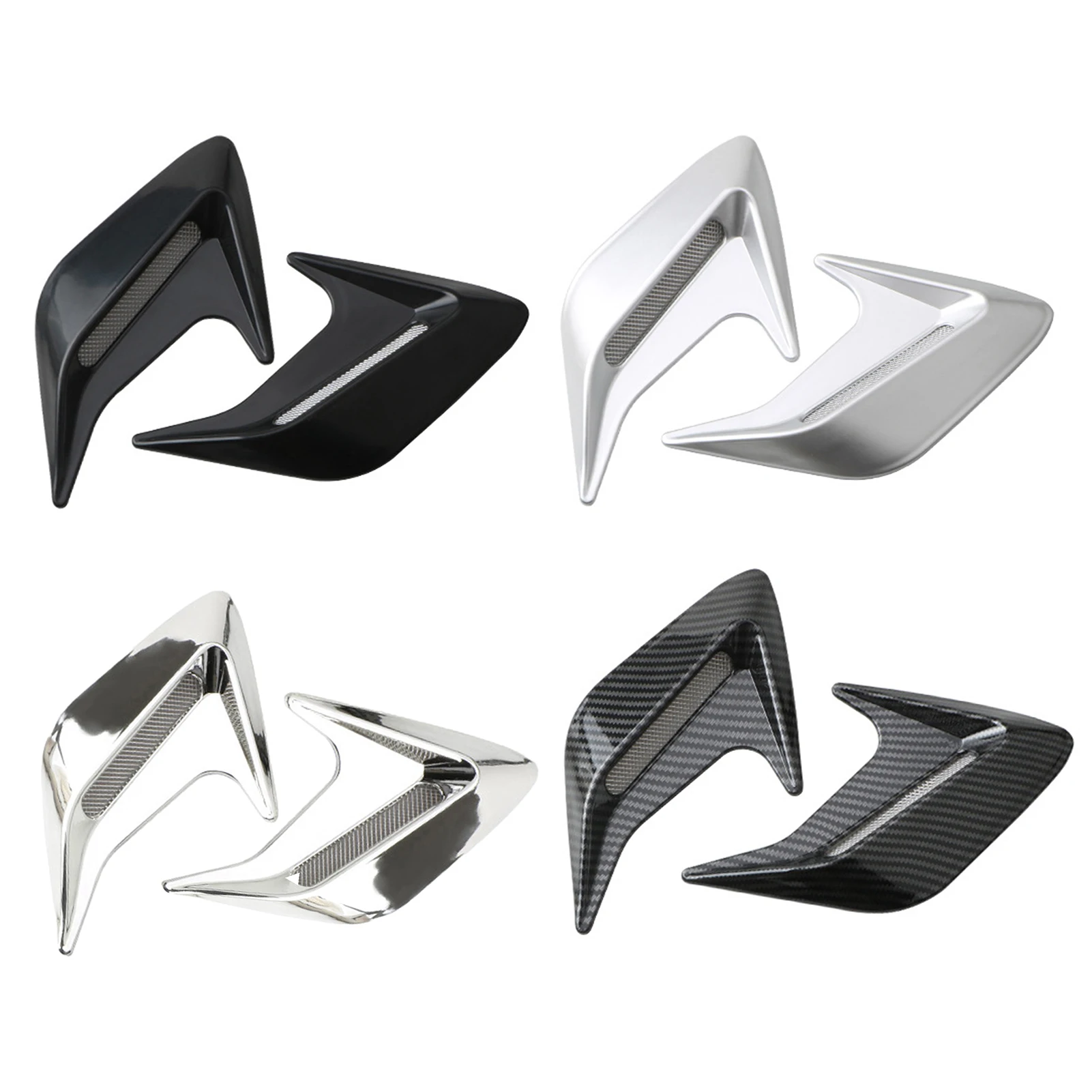 

2pcs Shark Gill Simulation Air Intake Decals Car Side Air Vent Modification Air Intake Hood Hood Fake Air Vent Car Body Sticker