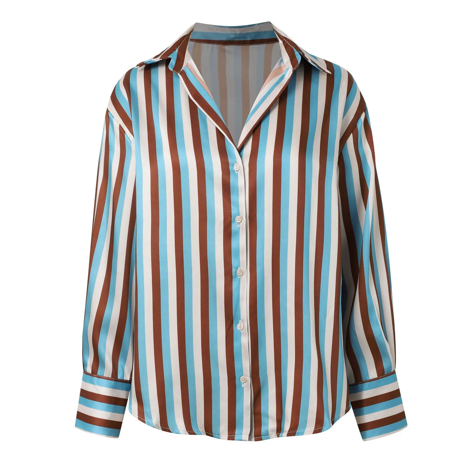 Блузка женская с длинным рукавом шелковая атласная текстурная однобортная