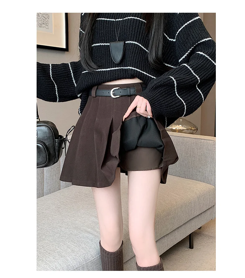 Теплая плиссированная короткая юбка для женщин осень и зима 2024 короткие юбки из