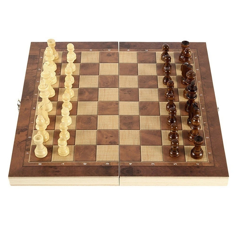 

3 In 1 Wooden Chess And Checkers Set Board Games For Kids And Adults For Travel Portable Folding Beginner Chess Set