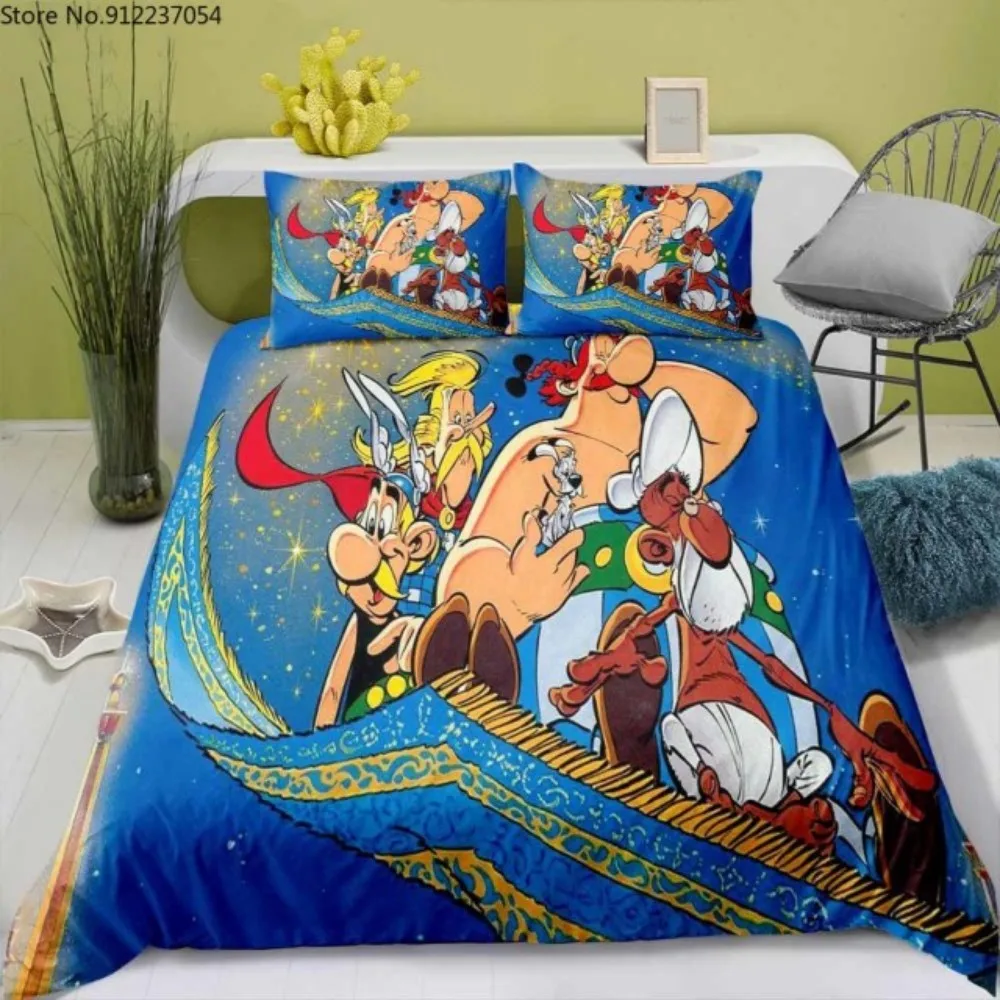 

Cartoon Kids Bedding Set Asterix Adventures Print Quilt Cover Duvet Cover Pillowcases 2/3 Piece Bedclothes Custom Bed Cover Set
