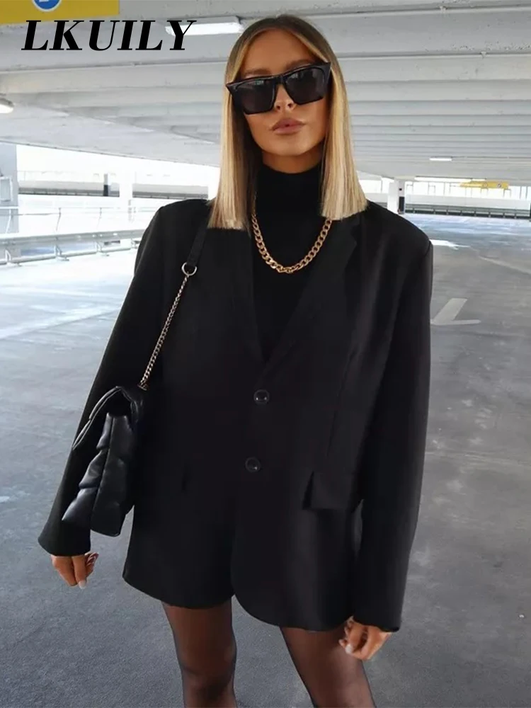 Elegant Blazer Woman Coats Female Winter Fashion Jacket Khaki Black Blazers Vintage Casual Chic Tops Long Sleeve Outerwear 2022