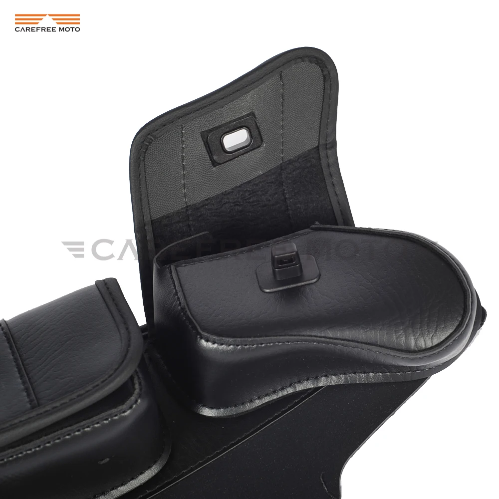 Фото Черный мотоциклетный кофр-сумка на 3 отделения для Harley Davidson Touring 1996-2013, мягкий, с подкладкой, аксессуар для мотоцикла №5