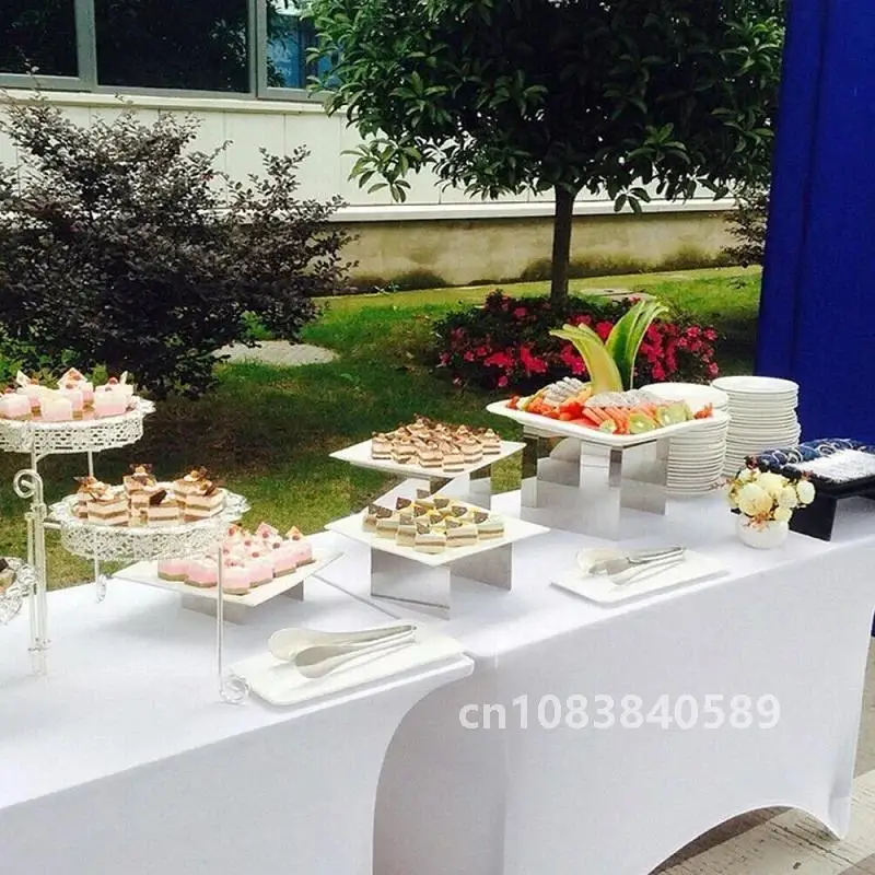 4/5/6/8FT High Stretch Tablecloth Wedding Party Beauty Massage Elastic Hotel Birthday Table Cover Rectangular Cloth