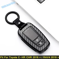 car key cap shell for toyota c hr chr 2016 2021 rav4 2019 2022 keychain bag case cover red carbon fiber look accessories