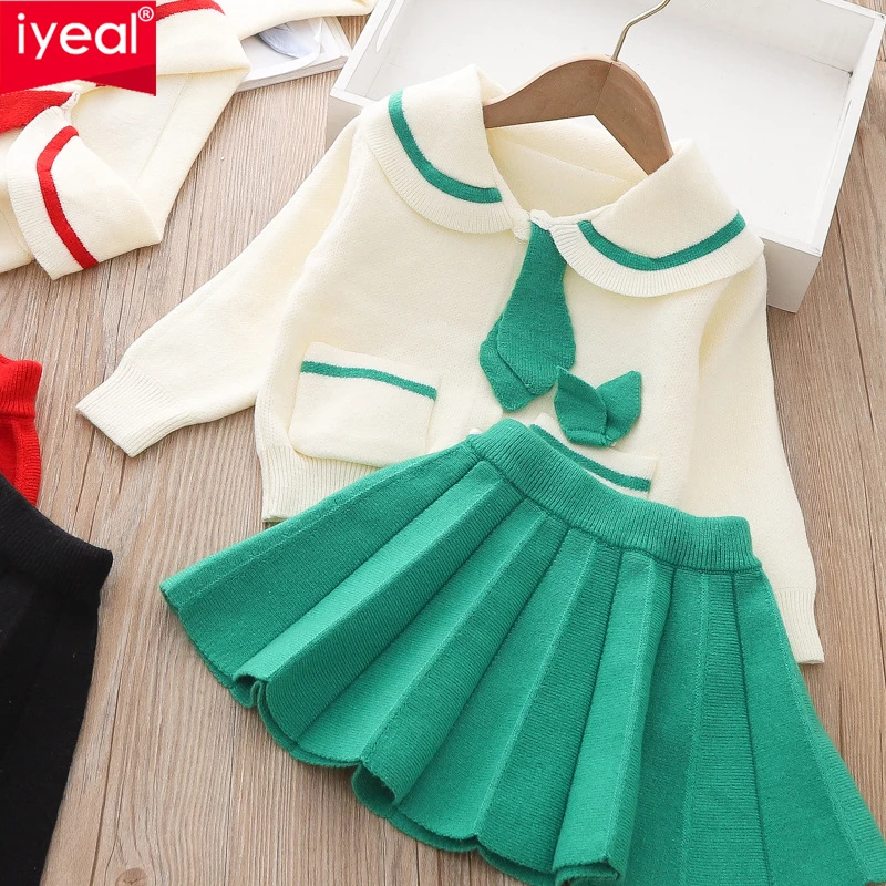 

Newest Children Baby Girl Clothes 2022 Autumn Winter Clothing Set Knitted Tops Sweater Jacket Skirts Suit for Kids Girl Outfits