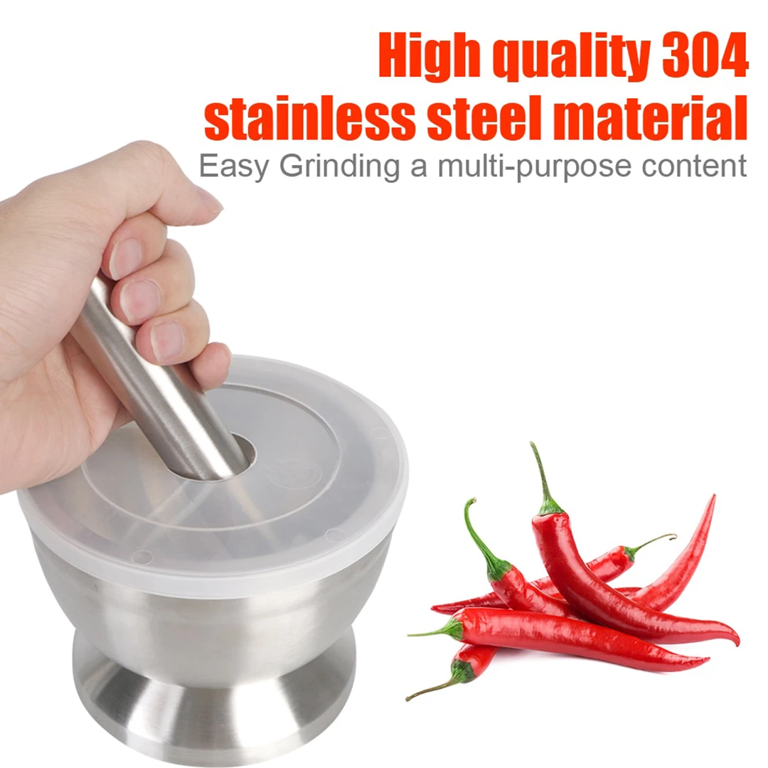 

Stainless Steel Grinding Set Mortar Pestle Garlic Herbs Coffee Crusher Spice Pill Mixing Grinding Crusher Bowl Kitchen Tools