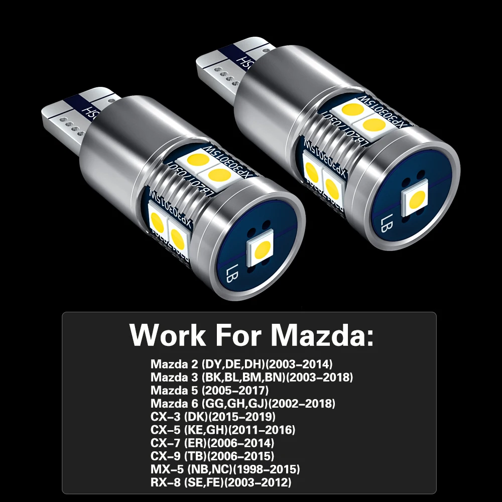 2pcs LED Clearance Light Parking Bulb Lamp W5W T10 For Mazda 2 DY DE DH 3 BK BL BN 5 6 GG GH GJ CX-3 CX-5 CX-7 CX-9 MX-5 RX-8 - купить по