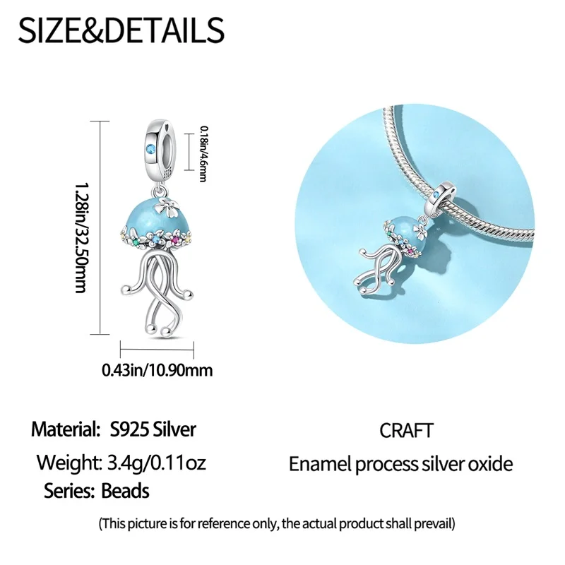 Новинка 2024 стерлингового серебра 925 пробы серия светлячков морских насекомых