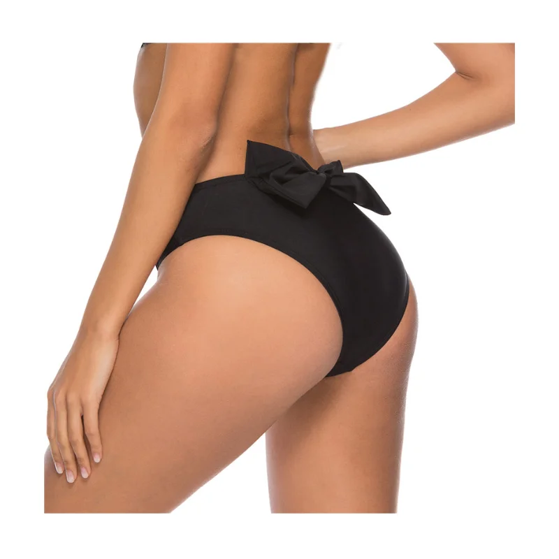 

2022 Новое сексуальное бикини с бантом и низом, женское однотонное черное нижнее белье, трусы, бесшовные трусики для девушек, шорты с высокой талией, женские трусы